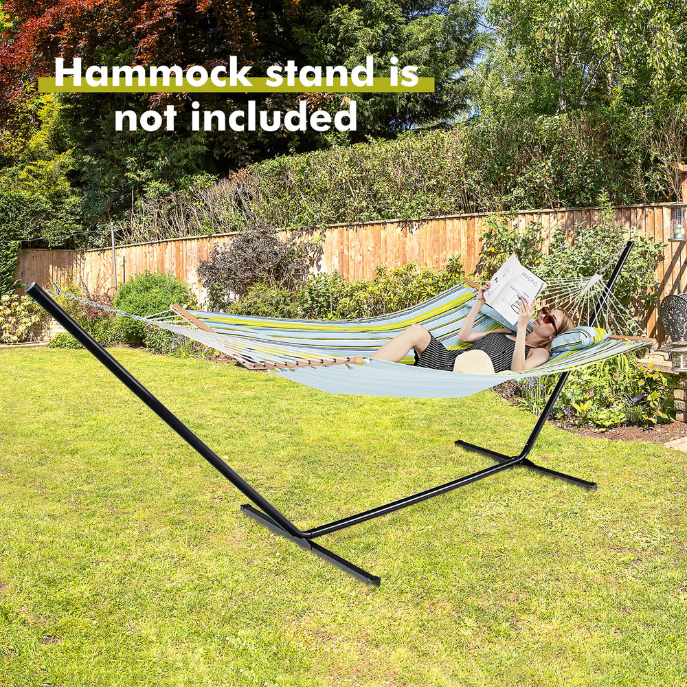 Patio Hammock Foldable Portable Swing Chair Bed with Detachable Pillow-Blue - Gallery View 1 of 10