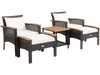 5 Pieces Patio Rattan Furniture Set with Acacia Wood Table