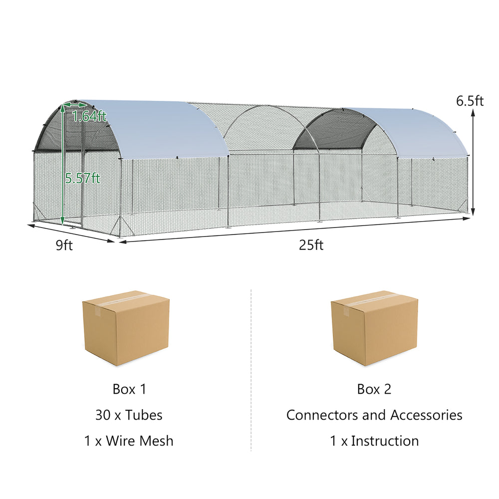 Large metal chicken coop with cover, featuring a sturdy galvanized steel frame and waterproof oxford cloth for outdoor.