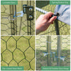 Lockable door and spring button clip detail of the large metal chicken coop with dip-coated steel mesh for safety.