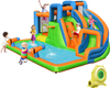 7-in-1 Inflatable Giant Water Park Bouncer with Dual Climbing Walls and 735W Blower