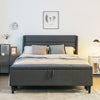 Costway Full Size Upholstered Bed Frame with Headboard & Storage Ottoman New
