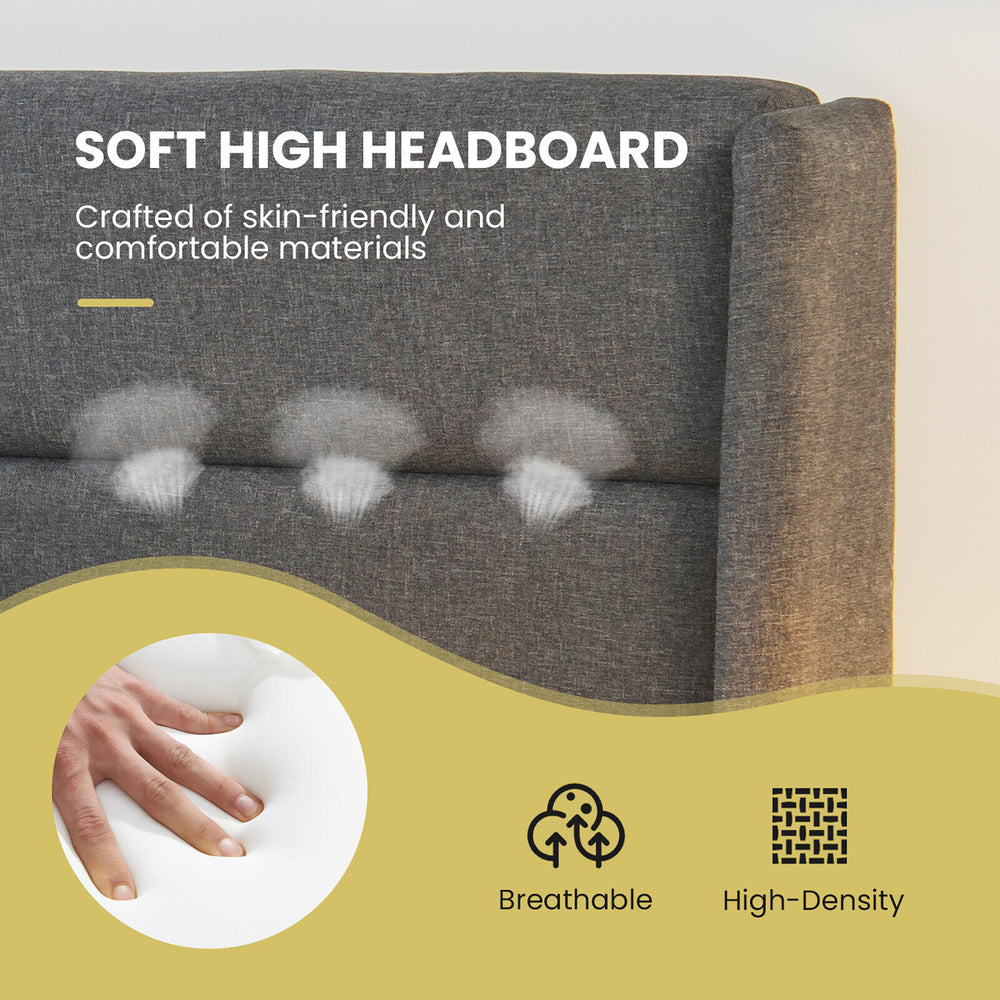 Costway Full Size Upholstered Bed Frame with Headboard & Storage Ottoman New