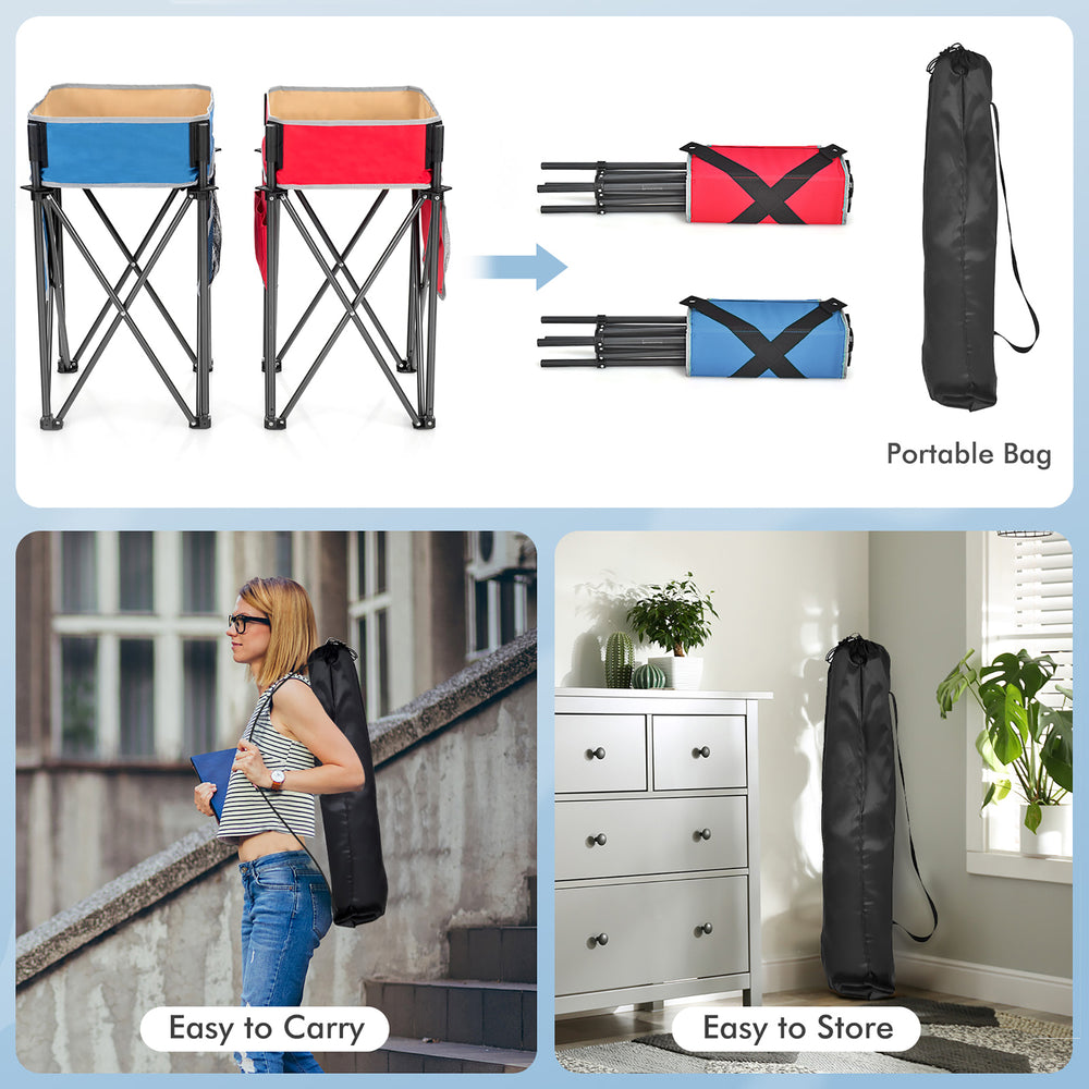 Folding camping tables with large storage sinks, made of durable oxford fabric and rust-resistant steel, ideal for.