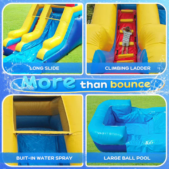 Joymor Inflatable Bounce House with Splash Pool and Slide Commercial-Grade New
