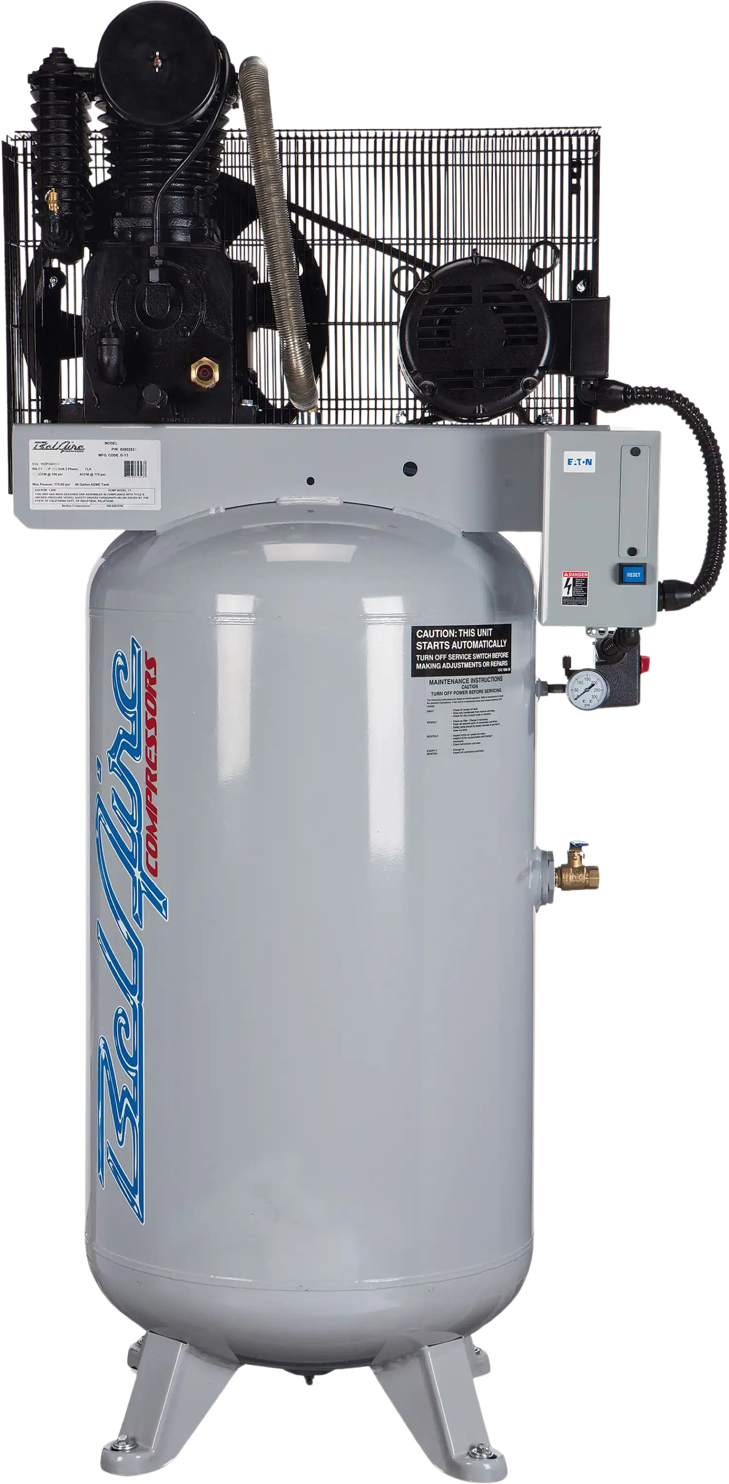 Belaire 418VL Air Compressor 80 Gal. 7.5 HP Two Stage Single Phase 175PSI Iron Series New