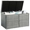 Weather-proof garden patio rattan storage box with adjustable feet and two-layer design, perfect for outdoor.
