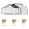 Large walk-in chicken coop with roof cover, PVC coated wire mesh, and galvanized frame for outdoor safety and.