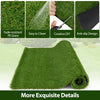 Close-up of synthetic turf mat texture showing lush green fibers and drainage holes, perfect for indoor and outdoor.