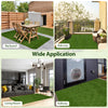 Indoor outdoor synthetic turf mat with drainage holes, featuring a 1.4" pile height, ideal for backyard and balcony use.