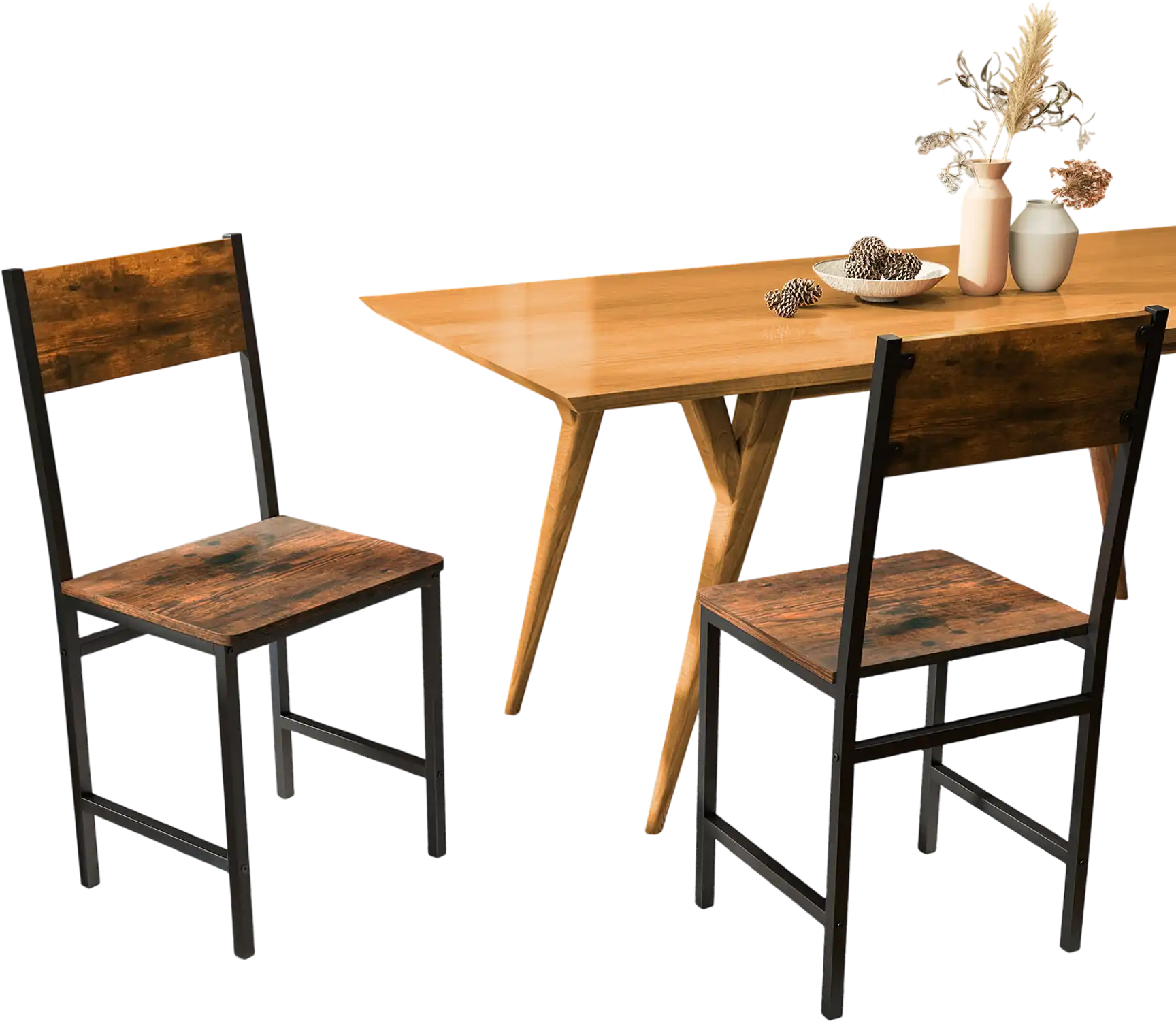 Costway Industrial Kitchen Side Chairs Set of 2 Rustic Brown 47853169 New
