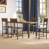 Rustic brown industrial kitchen side chairs with metal legs and slanted backrest, perfect for dining room use.