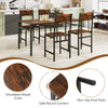 Rustic brown industrial kitchen side chairs set of 2 with metal legs and slanted backrest for healthy posture.