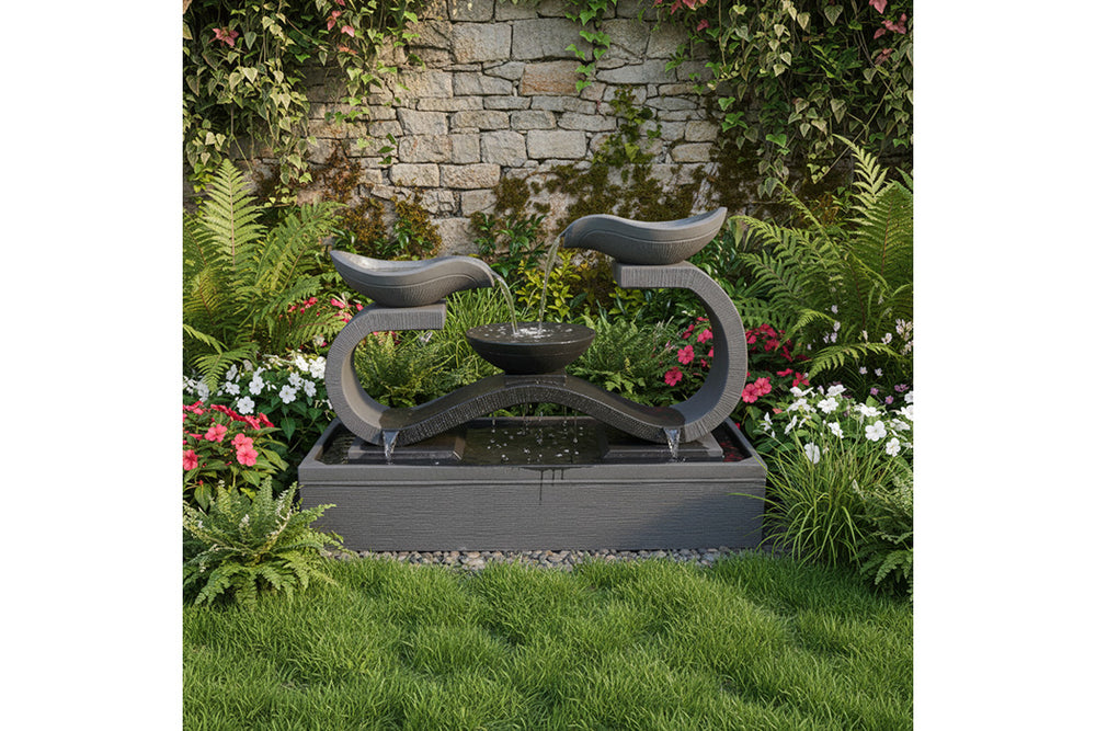 Exaco Infinity Outdoor Water Fountain 33" Tall with LED New