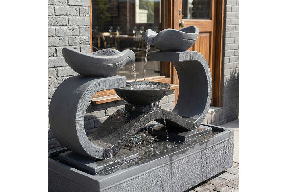 Exaco Infinity Outdoor Water Fountain 33" Tall with LED New