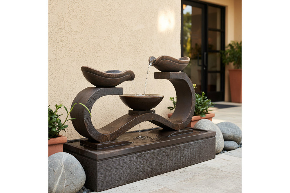 Exaco Infinity Outdoor Water Fountain 33" Tall with LED New
