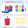 Inflatable bounce house with slide and basketball hoop, made of waterproof 420D oxford cloth, for kids' outdoor fun.