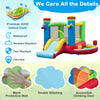 Inflatable bounce house with music theme, featuring a slide, basketball hoop, and made of waterproof 420D oxford cloth.