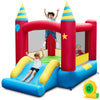 Inflatable kids bounce castle with slide, made of 420D oxford cloth, suitable for outdoor and indoor play.