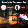 Inflatable spider on a pumpkin with colorful rotating lights, perfect for Halloween backyard decoration.