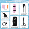 Inflatable paddle board accessories including a 3-piece aluminum paddle, repair kit, and waterproof backpack for easy.