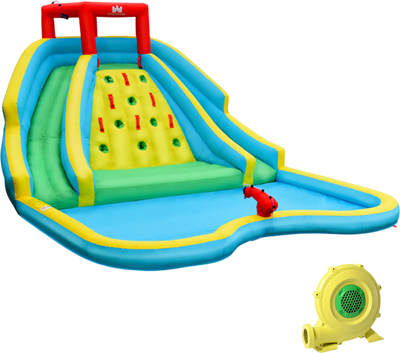 Costway Inflatable Water Park Bounce House Double Slide Climbing Wall w/ 735W Blower 25381460 New