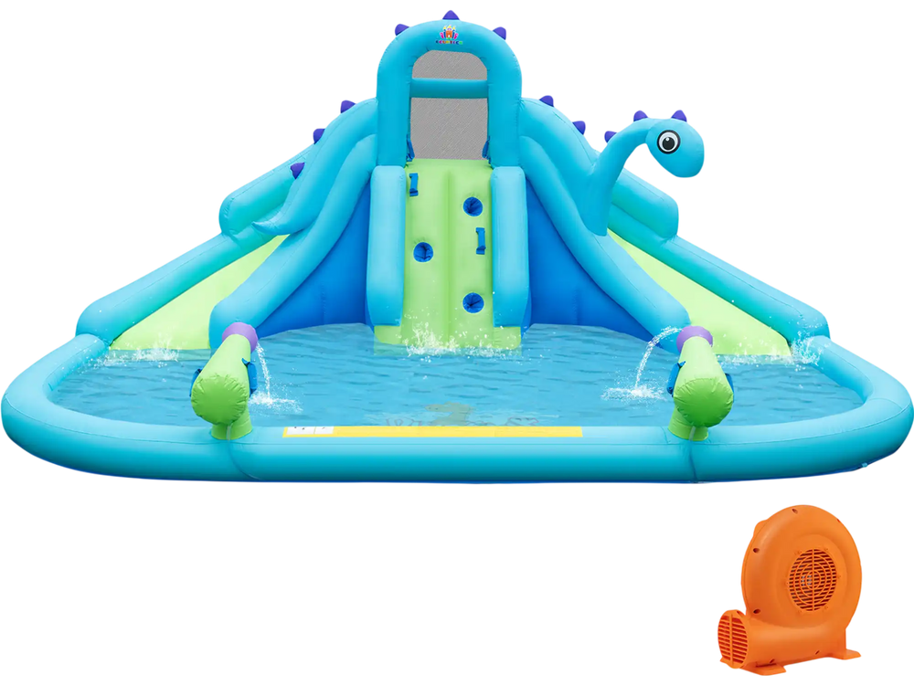 Inflatable Water Slide with Dual Slides and Large Splash Pool and Carry Bag (with 584W Blower)
