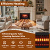 Infrared quartz electric fireplace in black with adjustable 3D flame colors, efficient heating for up to 1000 sq.ft.