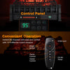 Control panel and remote of the Infrared Quartz Electric Fireplace with adjustable flame colors and overheat protection.