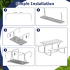 Step-by-step assembly guide for the white picnic table bench set made of durable HDPE material for outdoor use.