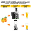 Centrifugal electric juicer with 65 mm wide mouth, stainless steel design, and two-speed settings for efficient juicing.