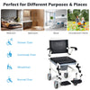4-in-1 bedside commode wheelchair featuring padded armrests and a sturdy aluminum frame for comfort and durability.
