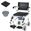 Detachable commode bucket with lid and handle for easy cleaning, designed for the 4-in-1 bedside commode wheelchair.