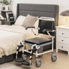 4-in-1 bedside commode wheelchair with detachable bucket, adjustable height, and waterproof PVC surface for comfort.