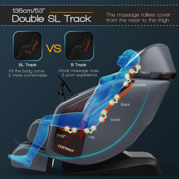 Costway Full Body Massage Chair Recliner Double SL Track Thai Stretch Zero Gravity New