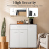 Buffet sideboard storage cabinet with spacious top, pull-out drawer, and anti-tipping device for enhanced safety.