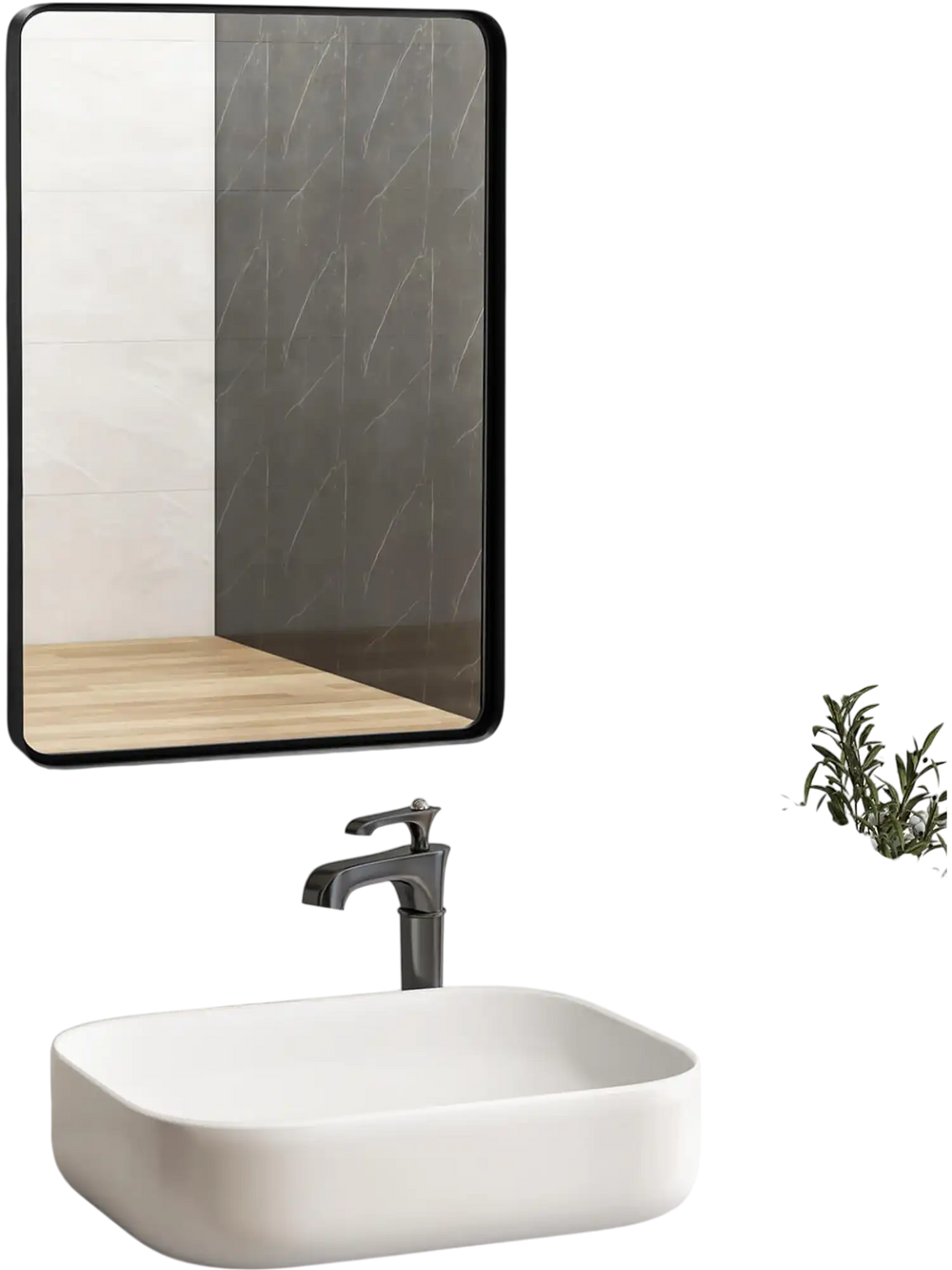 Rectangular wall mount bathroom mirror with rust-resistant steel frame and premium glass, ideal for vanity use or.