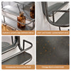 Wall-mounted bathroom mirror with sturdy metal frame, open shelf, and hooks in vintage black and gold finish for.