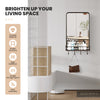 Wall bathroom mirror with shelf and hooks, sturdy metal frame, 33"x19", ideal for bedroom and living room storage.