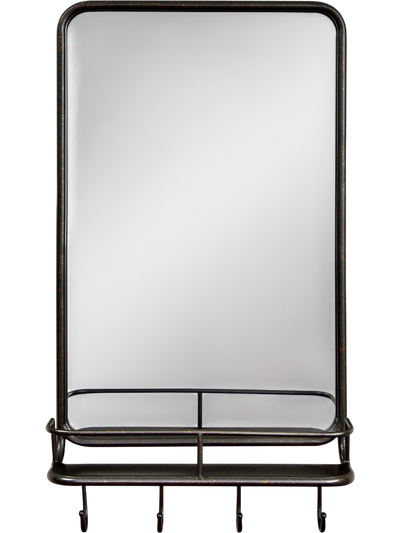 Costway Wall Bathroom Mirror w/ Shelf Hooks Metal Frame Bedroom Living Room 93506481 New