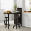 3 Piece Bar Table and Chairs Set with 6-Bottle Wine Rack-Brown - Gallery View 1 of 12