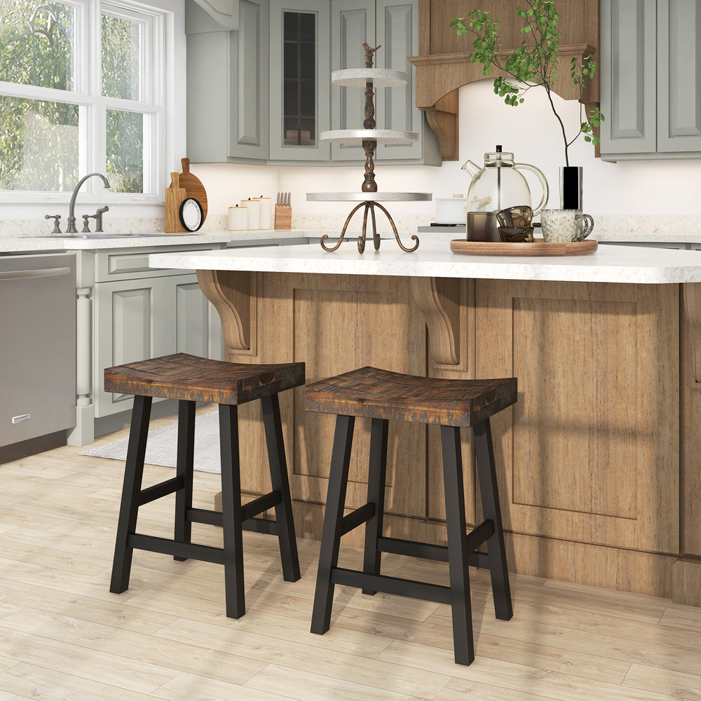 24 Inch Solid Wood Saddle-Seat with Curved Seat Surface and Comfortable Footrests-24 inches - Gallery View 1 of 7