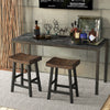 Solid wood saddle-seat stool with curved surface and footrests, ideal for home or cafe use, 24 inches tall.