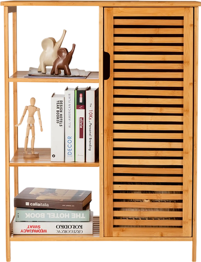 Costway Bamboo Bathroom Storage Cabinet Single Door Natural 91783504 New