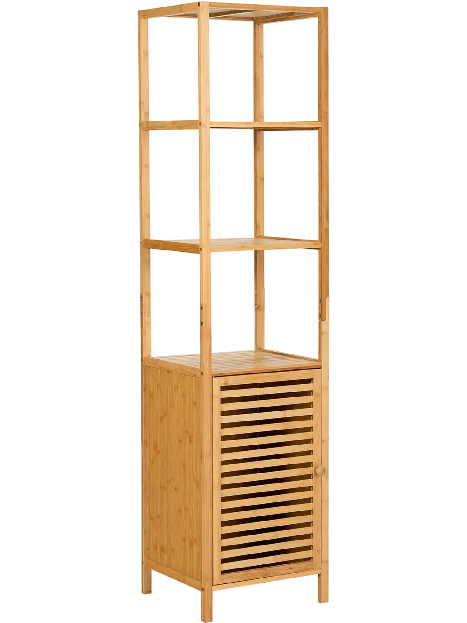 Costway 4-Tier Slim Bamboo Floor Storage Cabinet with Shutter Door 43678109 New