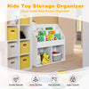 Kids wooden bookshelf organizer in white with 3-tier and 2 open shelves for toys and books, perfect for children's.