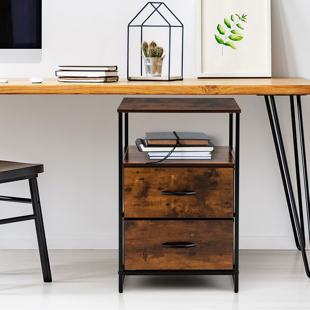 Freestanding Cabinet Dresser with Wooden Top Shelves-S - Gallery View 1 of 10