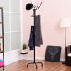 Metal coat rack with 12 hooks, featuring a sturdy base and elegant design, perfect for organizing coats and hats.
