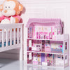 28-inch pink dollhouse with 5 rooms and 8 furniture pieces, perfect for 4" mini dolls and multi-child play.