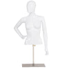 Female mannequin torso with a sleek design and adjustable height, showcasing an elegant arm pose for fashion displays.